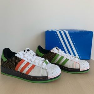 NWT Adidas Superstar II TL DOT, White/Orange/Green